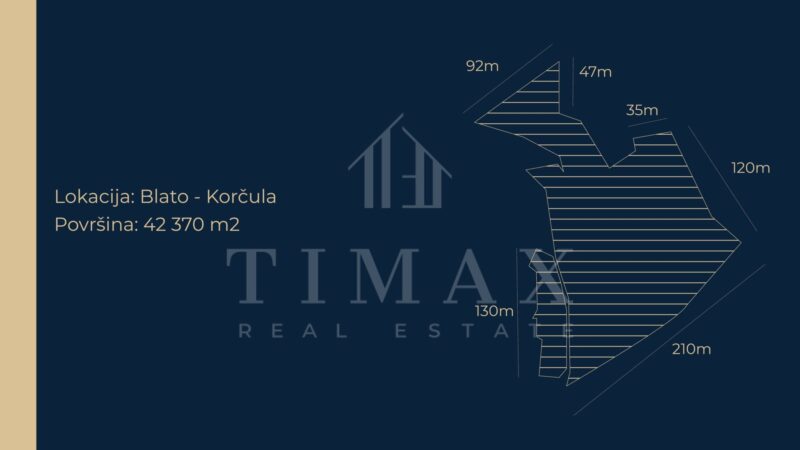 Korčula (Blato) - poljoprivredno zemljište s mogućnošću gradnje 30 523 m2 Timax real estate nekretnine